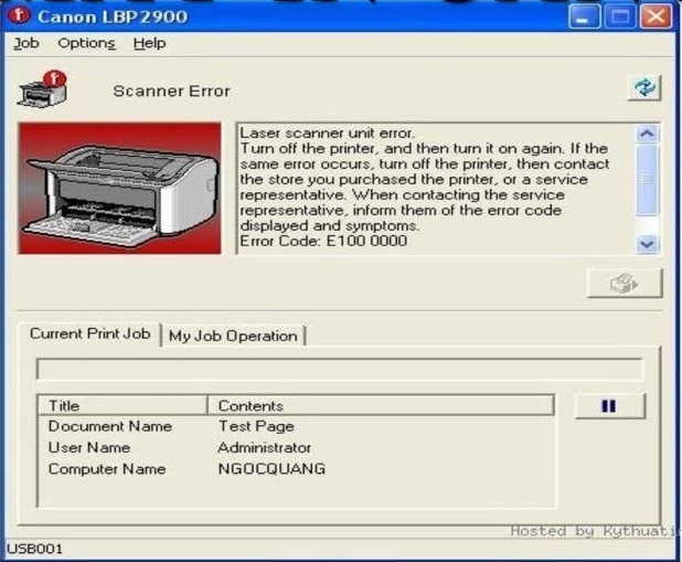 Lỗi Máy In Canon 2900 e100 000